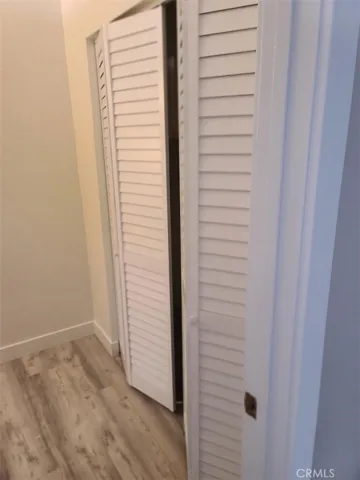 Shutters close off downstairs area for laundry (hookups)