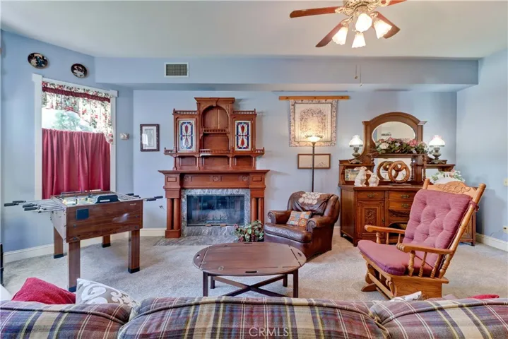 Family room with fireplace