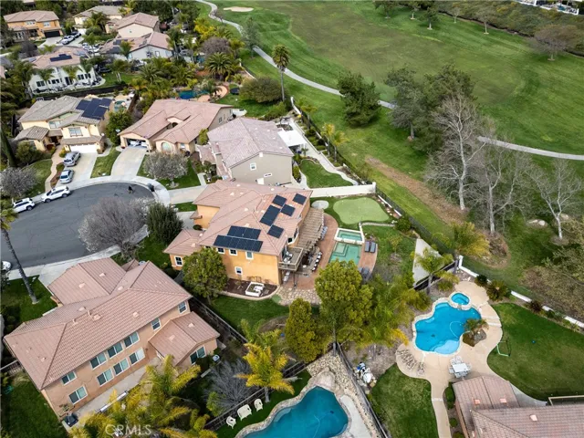 Aerial view of home showing paid solar panels!