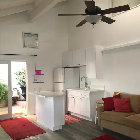 Unfurnished. This bonus room/guest house is shown with furnishing not included.
Refrigerator is included.