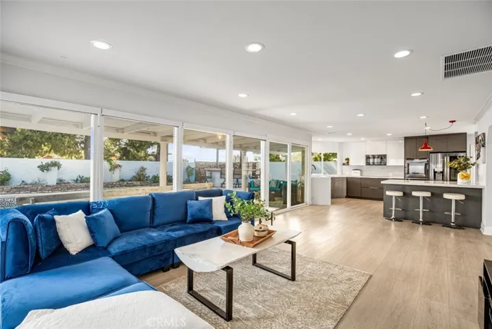 Spacious open concept family room and kitchen.