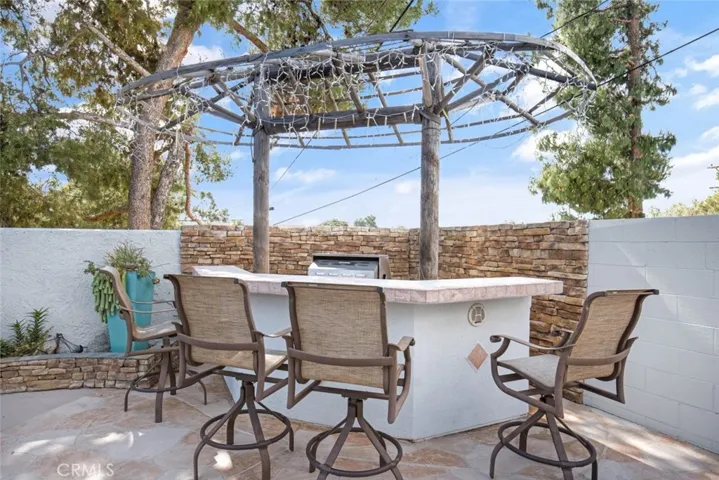 Bar seating around the BBQ area.
