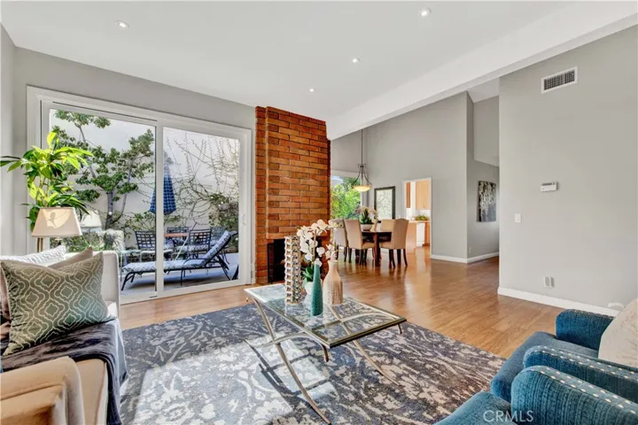 Living room with sliding glass doors to private patio