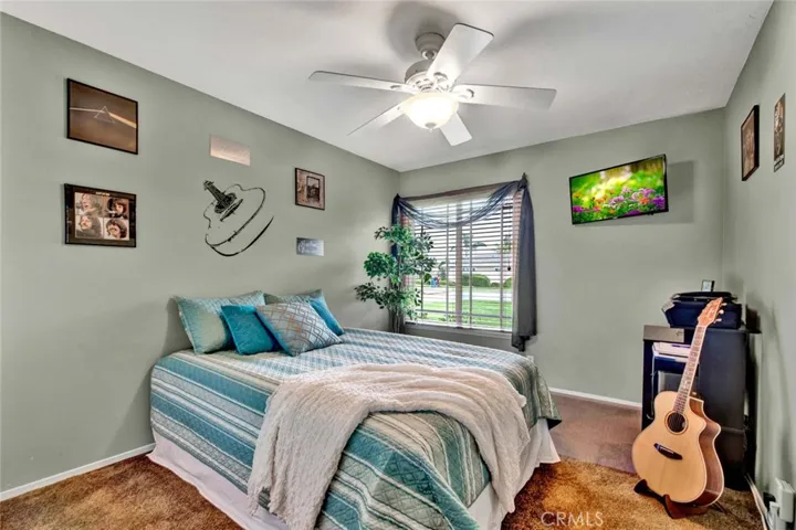 2nd Bedroom with Carpet and Ceiling Fan