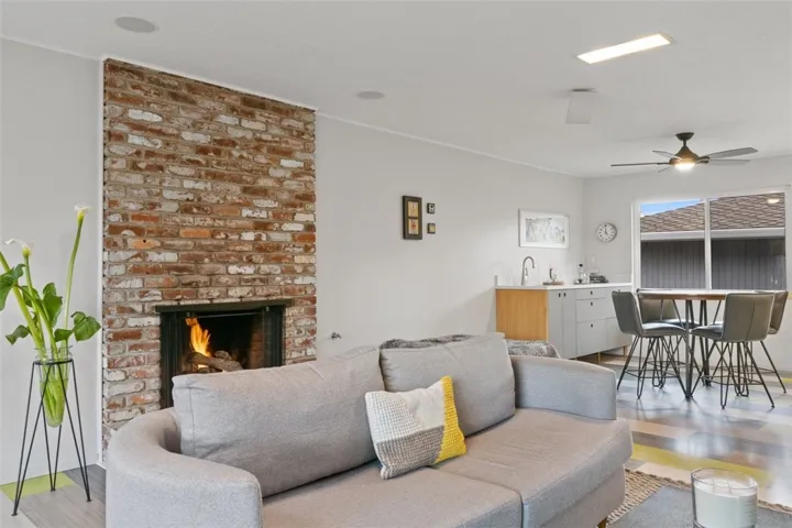 Gas fireplace family room and informal dining area