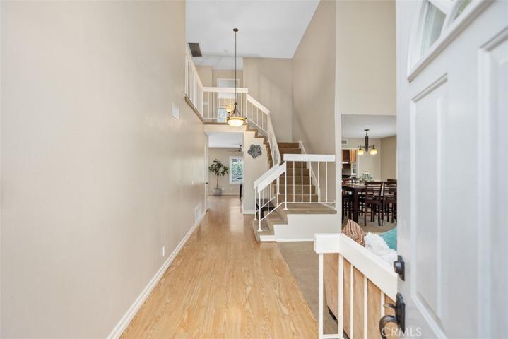 Entry way with laminate flooring.