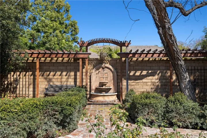 One area of the garden & brick walking path