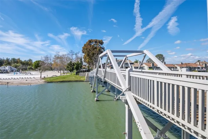 beautiful bridge over lake takes you to the swimming lagoon