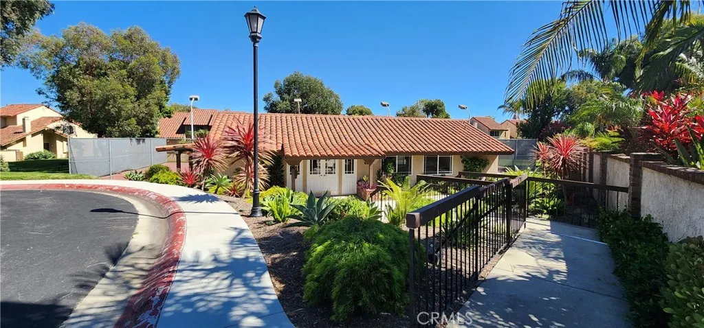 Community clubhouse and tennis court