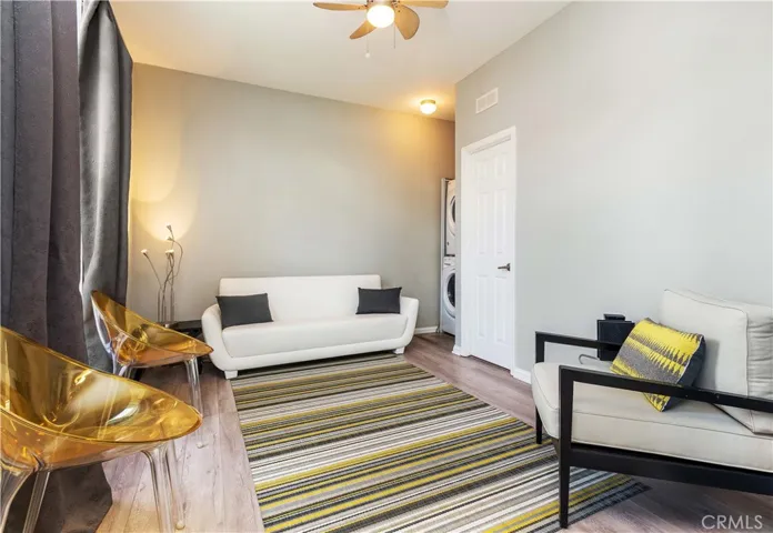 You can just see the stackable washer and dryer