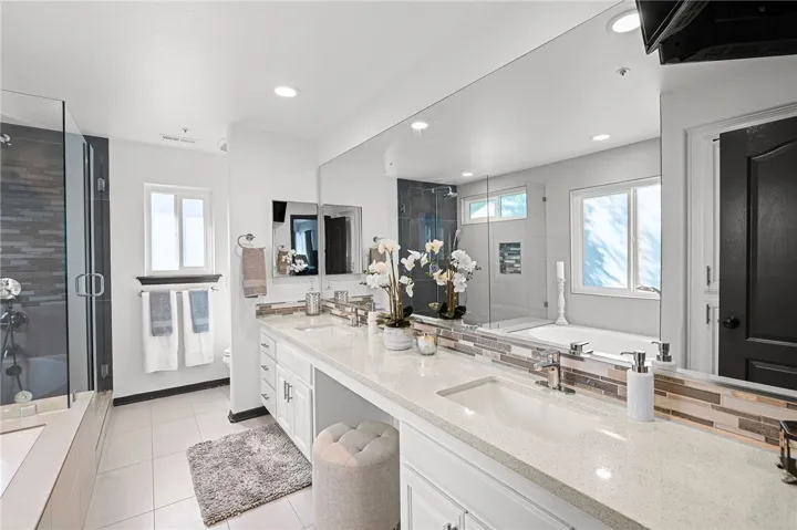 Primary bathroom with double vanities