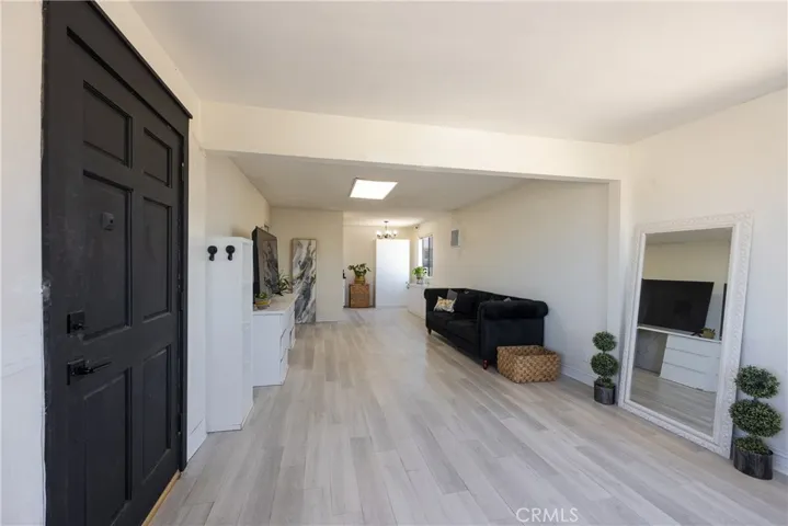 Open living space to dining area