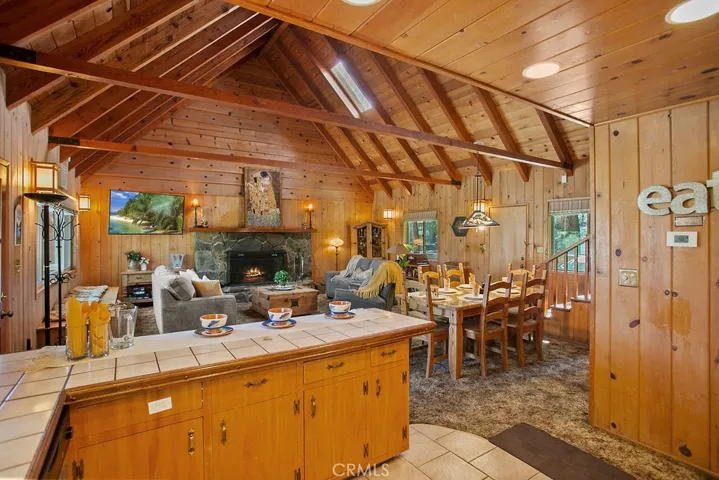 Kitchen bar seating overlooking living area