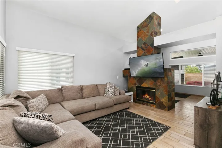 Open concept from the living room into the family room.