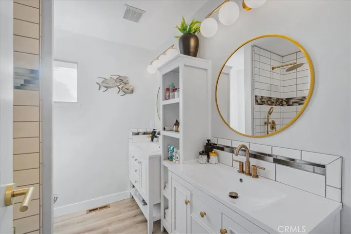 Luxury bathroom with dual vanities.