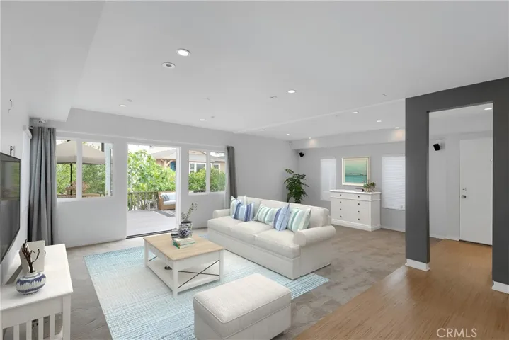 Kitchen and Living Room Open to Walkstreet *Virtually Staged Photo