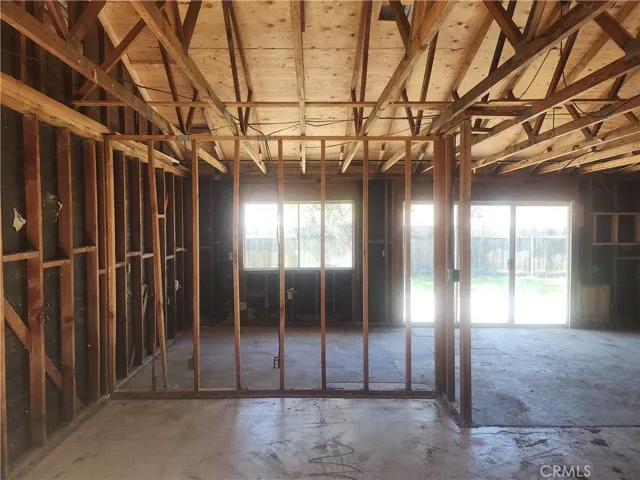 View from family room into kitchen