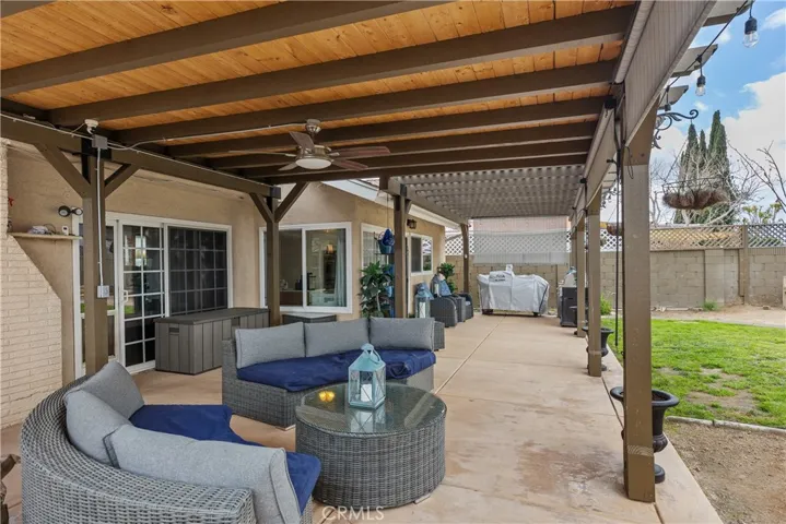 Relax on this nice patio with solid cover.