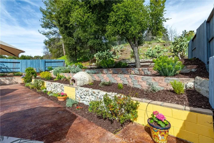 Terraced backyard creating privacy from neighbors.