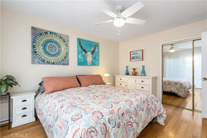 Primary bedroom has two closets.