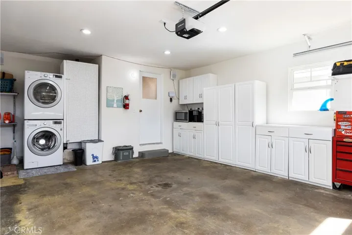 Cupboards and laundry.