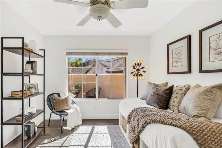 The secondary bedroom is a perfect guest room or home office.