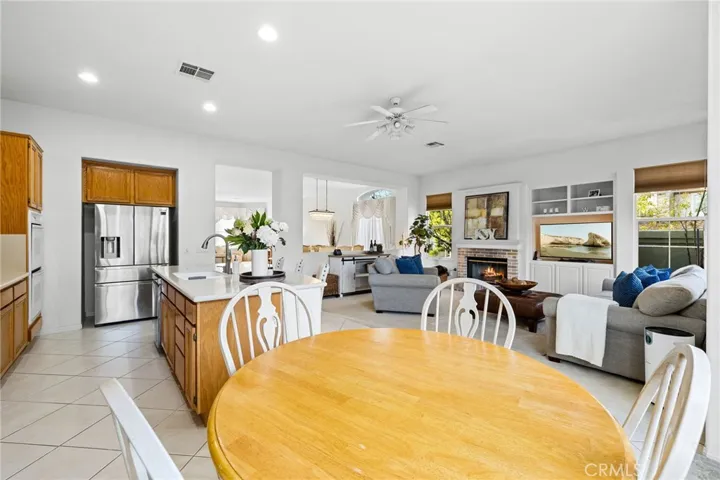 From the breakfast nook into the kitchen and the family room.