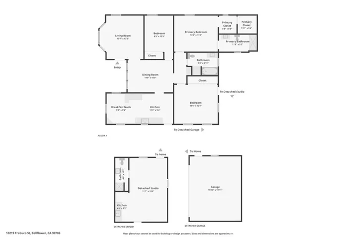 Floor Plan of House, Garage and Bonus Studio