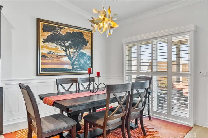Dining room and sliding door to covered patio