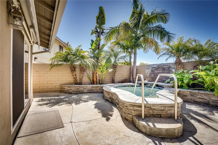 Custom designed patio with spa