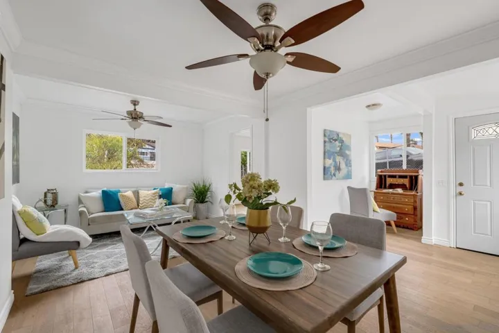 Enter into the open living area with lots of natural light.