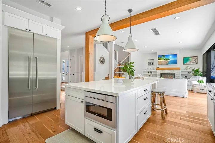 Kitchen open to the dining room and living room.