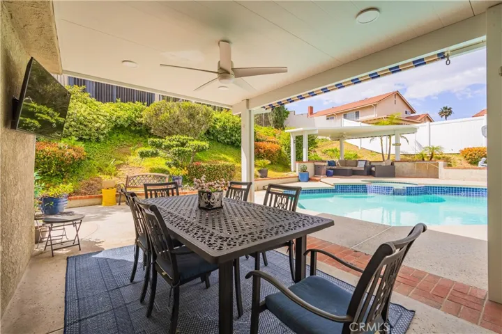 Covered Patio with Recessed Lighting & Ceiling Fan