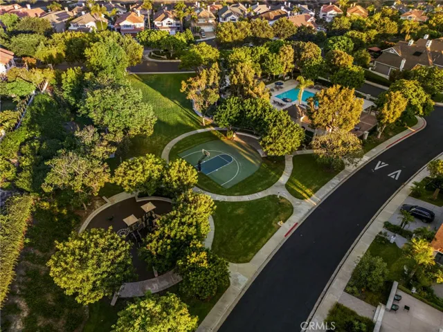 Aerial of Crest de Ville Tot Park and Basketball Court