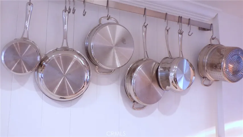 Plenty of pots and pans for cooking.