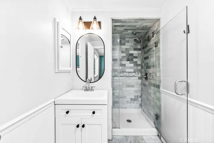 Walk-in shower in the master bathroom