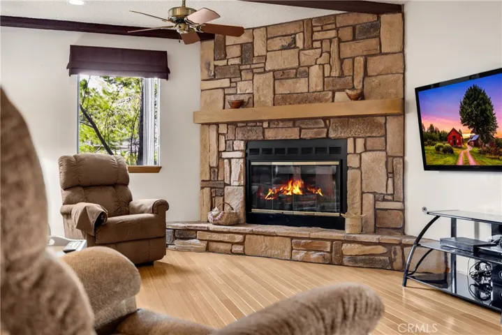 Family Room with Stone Fireplace