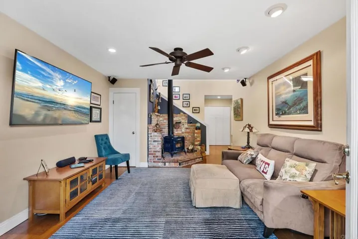 Another angle shot of this downstairs space that could be used as a family room or ADU space.