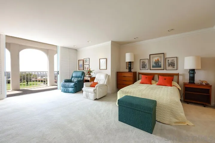 Very spacious Bedroom with view to La Jolla Country Club Golf Course