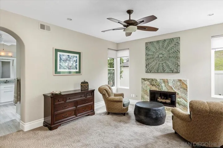 Sitting area with gas fireplace