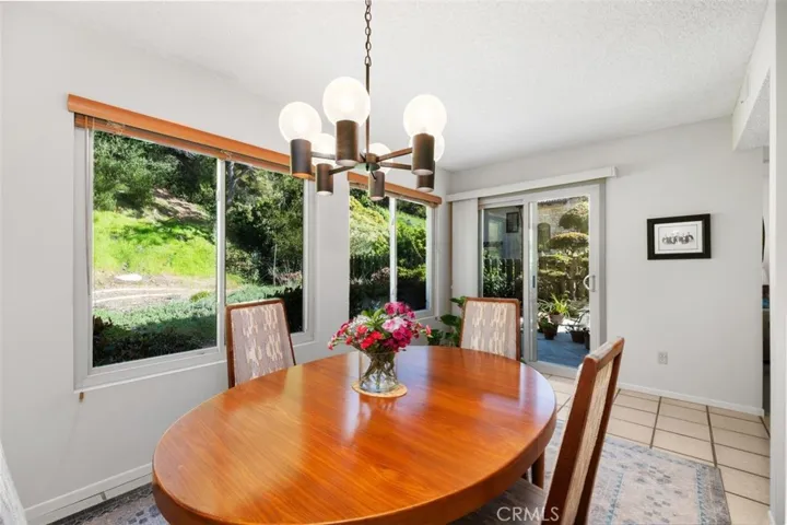 Dining room with view to back yard area