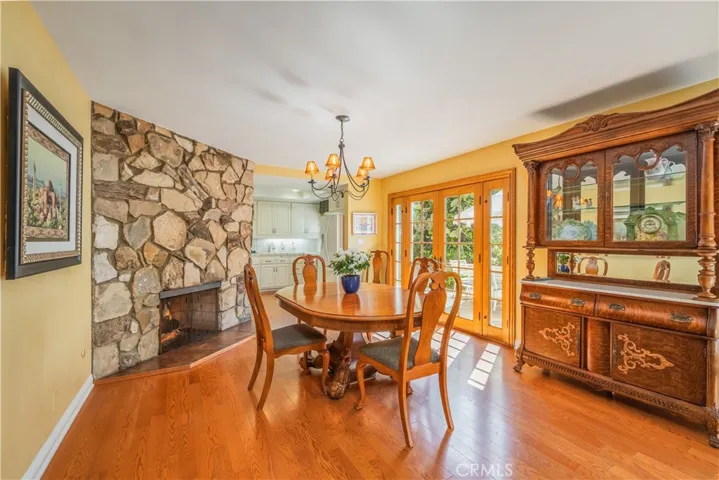 formal dining with 2 way fireplace