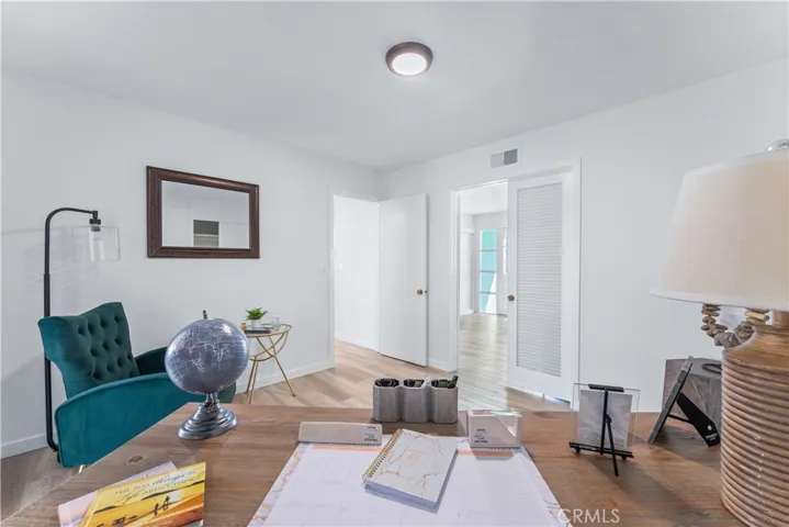 Originally the 3rd bedroom in the house however staged as an office as it has the doorway to access the primary bedroom
