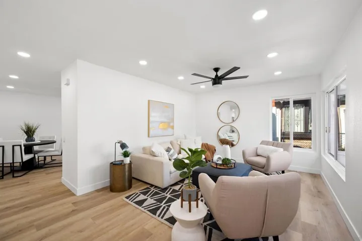Living room is in the front of the house and it leads you to either the kitchen or hallway to bedrooms.