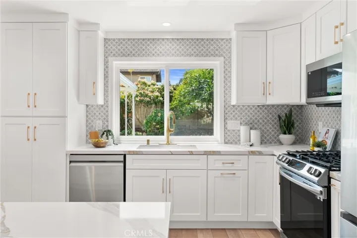 Great garden views from this remodeled kitchen