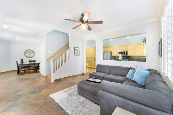 The living room opens to the dining room.