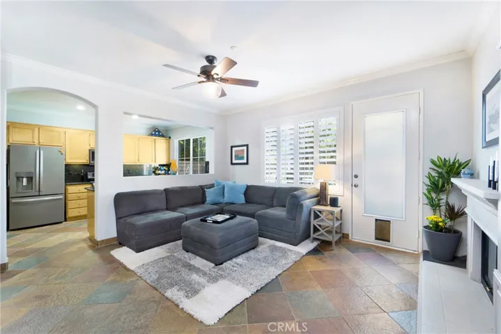 Living room boasts great entertainment space.