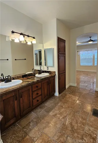 Primary suite bathroom dual vanity