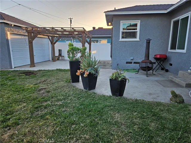 patio, garage and arbor