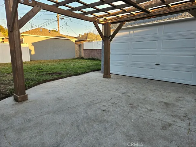 patio, garage and arbor